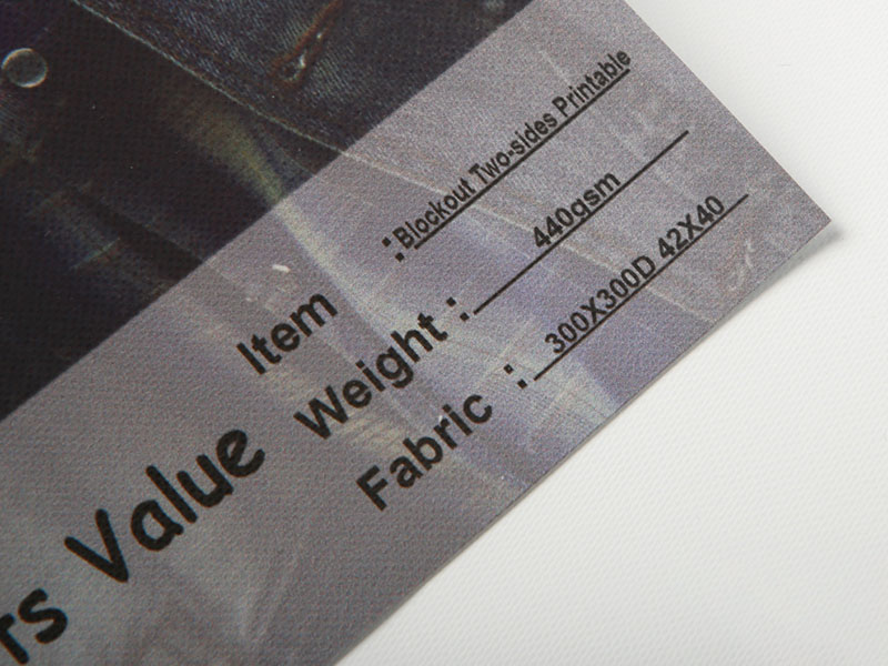 440 gsm Kaksipuolinen tulostettava pimennys PVC-kattokalvo